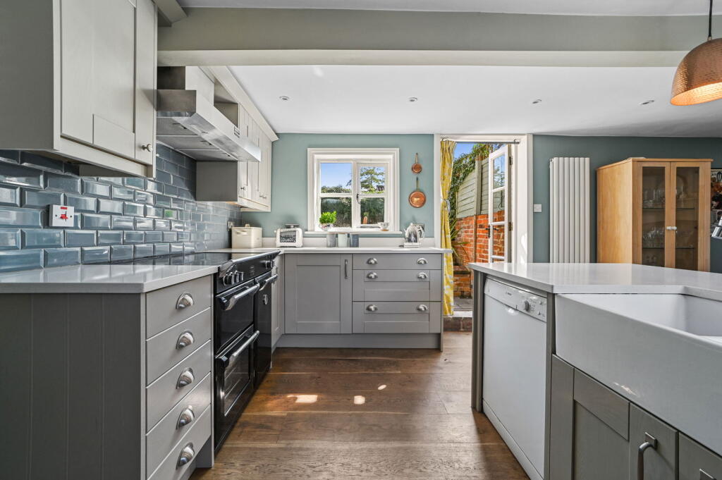 Bright, tidy kitchen prepared for property photography